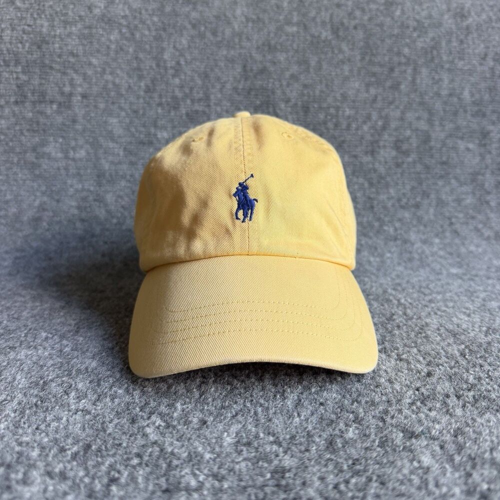 Polo Ralph Lauren Hat Unisex OS Yellow Leather Strap Cotton Twill Pony Logo Cap